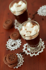 Fototapeta na wymiar Coffee cocktails with cream and marshmallows