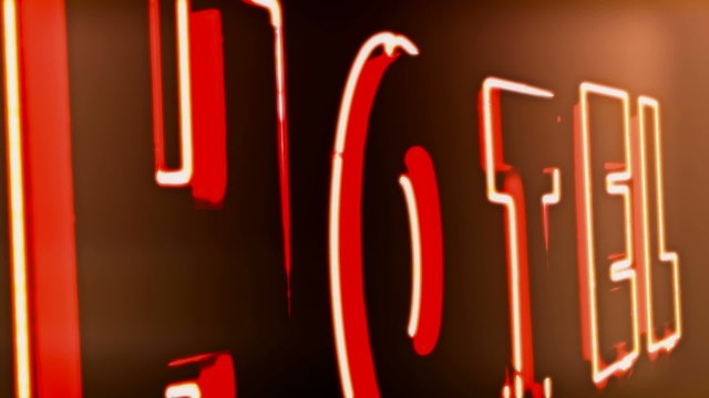 Neon sign for the hotel