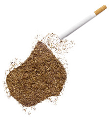 Tobacco shaped as Lesotho and a cigarette.(series)
