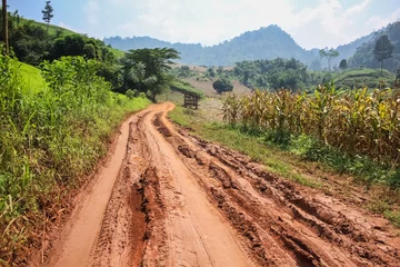Deurstickers Off-road track in country © khlongwangchao