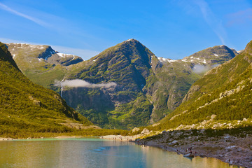 Obraz premium Lake near Briksdal glacier - Norway
