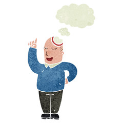 retro cartoon man with idea