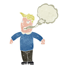retro cartoon man with smoker's breath