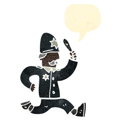 retro cartoon running british policeman