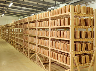 Bread in the man hands Bakery Stocks bread Manufacture of rusks.