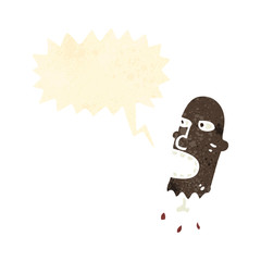 retro cartoon shouting severed head