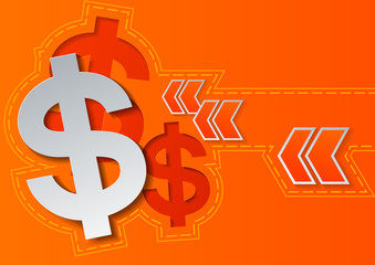 Dollar Signs and Arrows on Orange Background