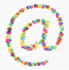 internet at sign of bright scribble bubbles