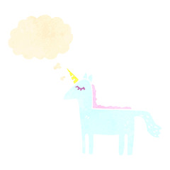 retro cartoon magic unicorn