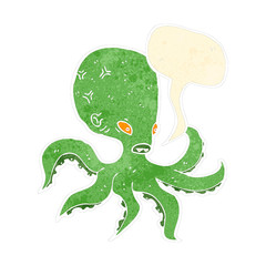 retro cartoon giant octopus