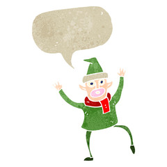 retro cartoon dancing christmas elf