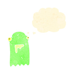 retro cartoon glowing green ghost