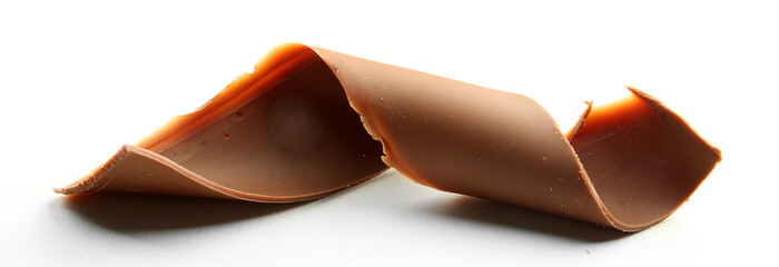 Chocolate curl isolated on white
