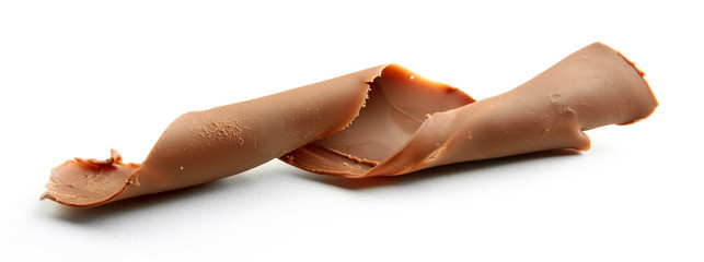 Chocolate curl isolated on white