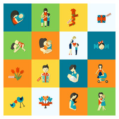 Fototapeta premium Happy Mothers Day Icons