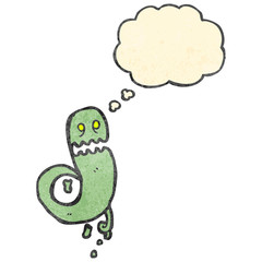 retro cartoon ghost with thought bubble