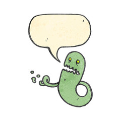 retro cartoon ghost with speech bubble