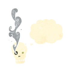 retro cartoon skull with thought bubble