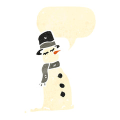 retro cartoon snowman
