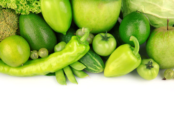 Fresh green food isolated on white