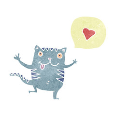 retro cartoon cat in love