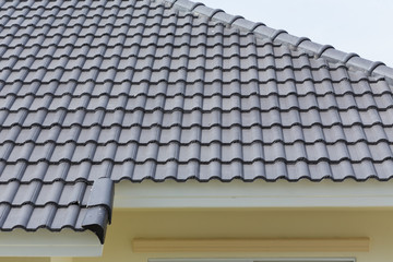 black tile roof on a new house