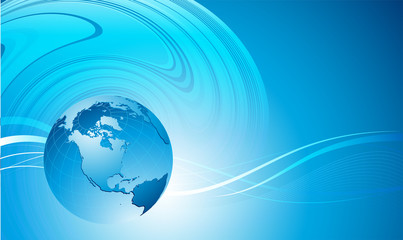 Abstract waves with globe. Vector design eps 10