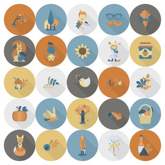 Set of Flat Autumn Icons