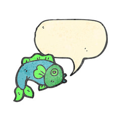 retro cartoon fish with speech bubble