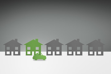 environmental Green family House and Car concept