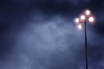 Floodlights glowing