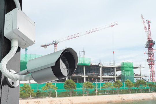 cctv camera in secure construction site