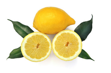 Lemons on white background