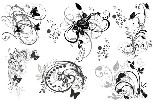 multi florales noires