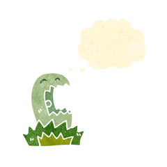 retro cartoon ghost with thought bubble