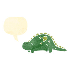retro cartoon dinosaur with speech bubble