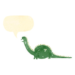 retro cartoon dinosaur with speech bubble