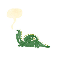 retro cartoon dinosaur with speech bubble