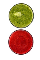 Raspberry and spinach smoothies  isolated