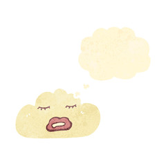 retro cartoon white cloud with face