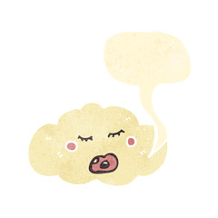 retro cartoon white cloud with face