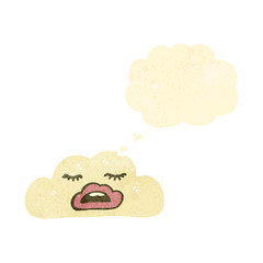 retro cartoon white cloud with face