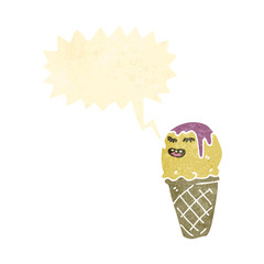 retro cartoon ice cream with speech bubble
