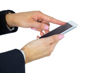 Businesswoman sending a text message