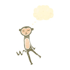 retro cartoon funny monkey with thought bubble