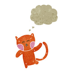 retro cartoon funny ginger cat with thougth bubble