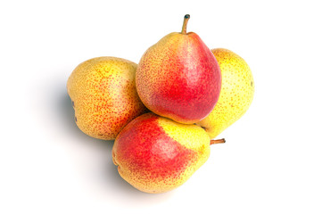 Pears staked pyramid with white background