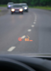 Car HUD. Modern car Head-up display.