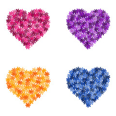 Set of flower hearts, vector illustration