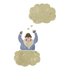 retro cartoon god on cloud